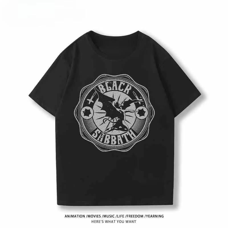 2025 Новая футболка Rock Band Black Sabbath Оверсайз Одежда Футболки с коротким рукавом Мужские и женские Уникальный хлопок