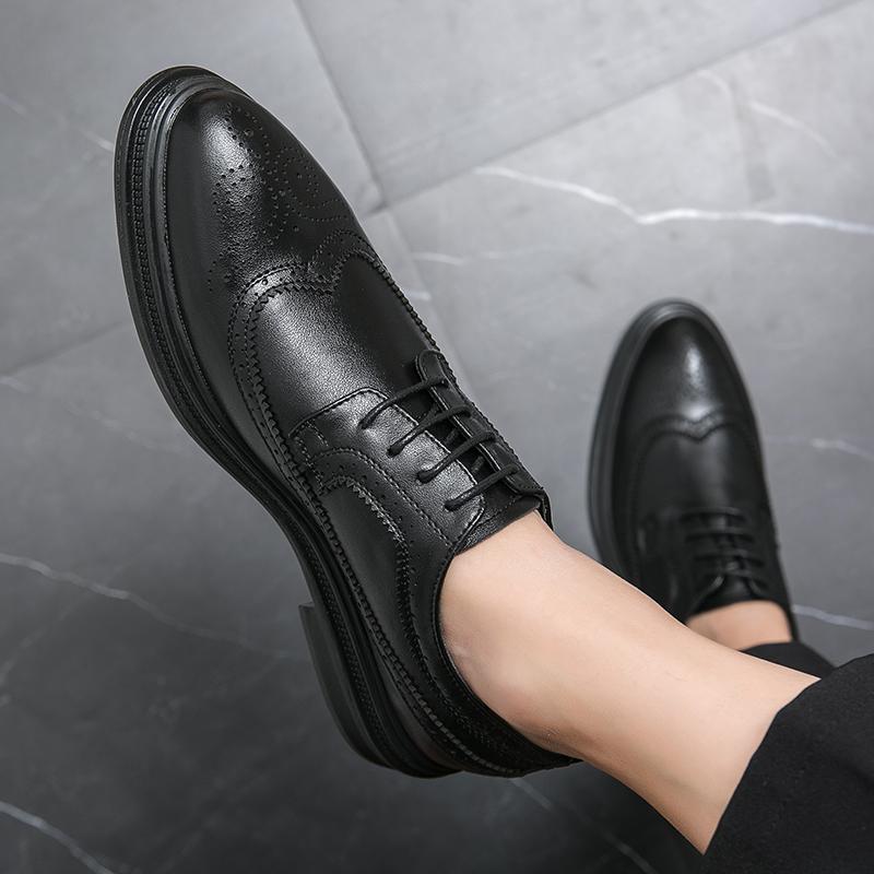Men Formal Shoes Lace Up Oxfords Fashion Elegant Dress Shoes for Men Italian Man Leather Brogue Male Casual Shoes Male Footwear