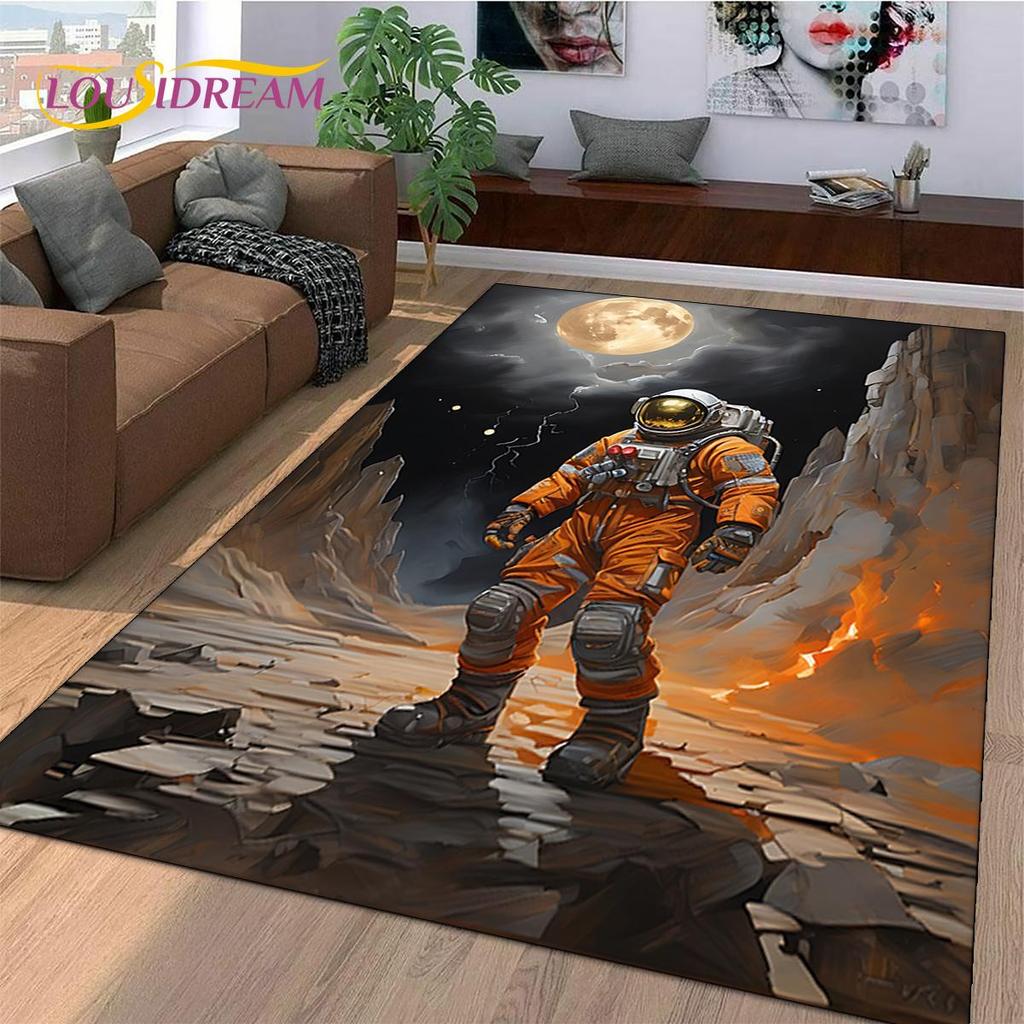 Космический Космонавт Мультяшный 3D Ковер Вселенная для Гостиной Спальни, Нескользящий Коврик для Дивана Прихожей Дети
