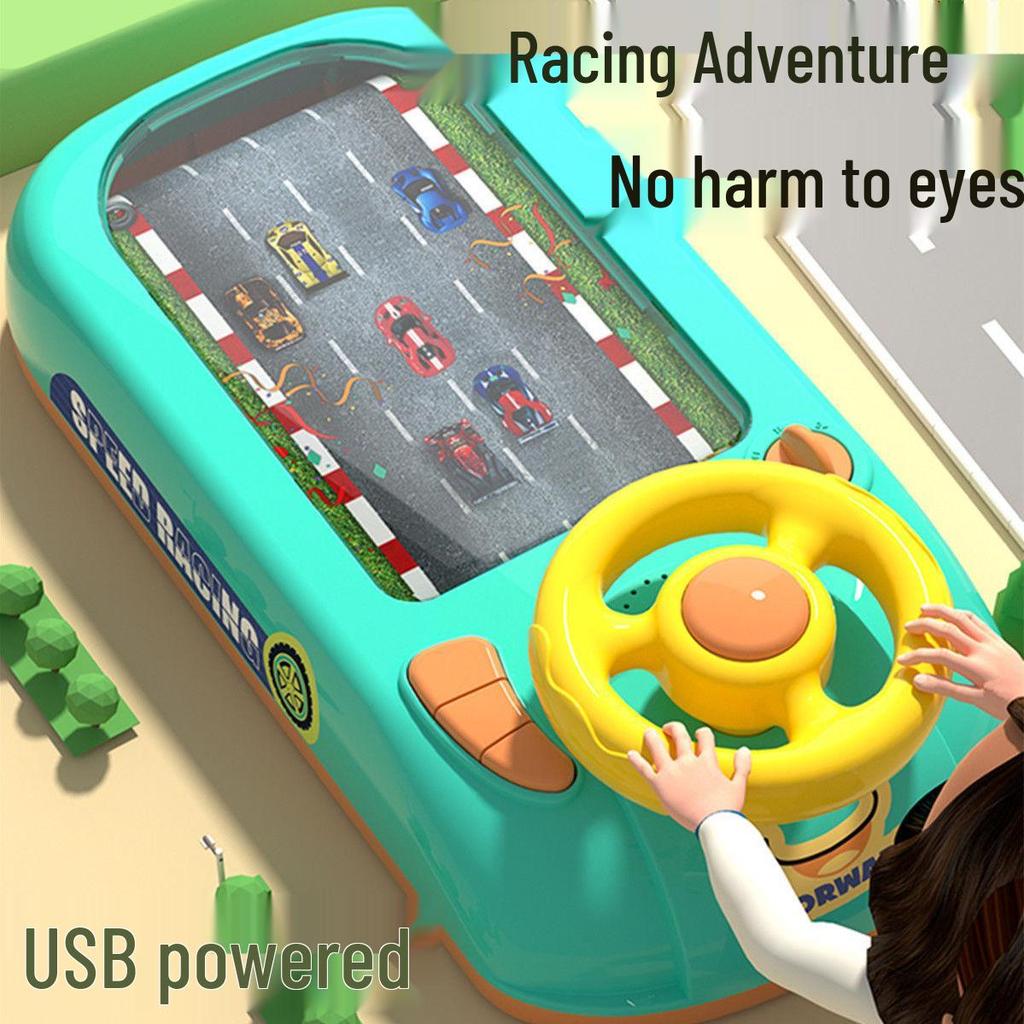 Cross-Border Racing Adventure: Electric Steering Wheel & Sound Desktop Car Game for Kids
