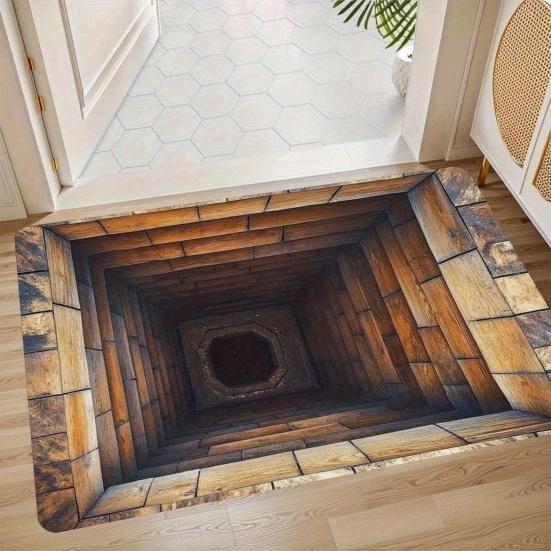 3D Optical Illusion Floor Mat Non-Slip Vision Rug with Stunning 3D Visual Effect Design Area Rug for Living Room Bedroom Hallway Easy Care Carpet