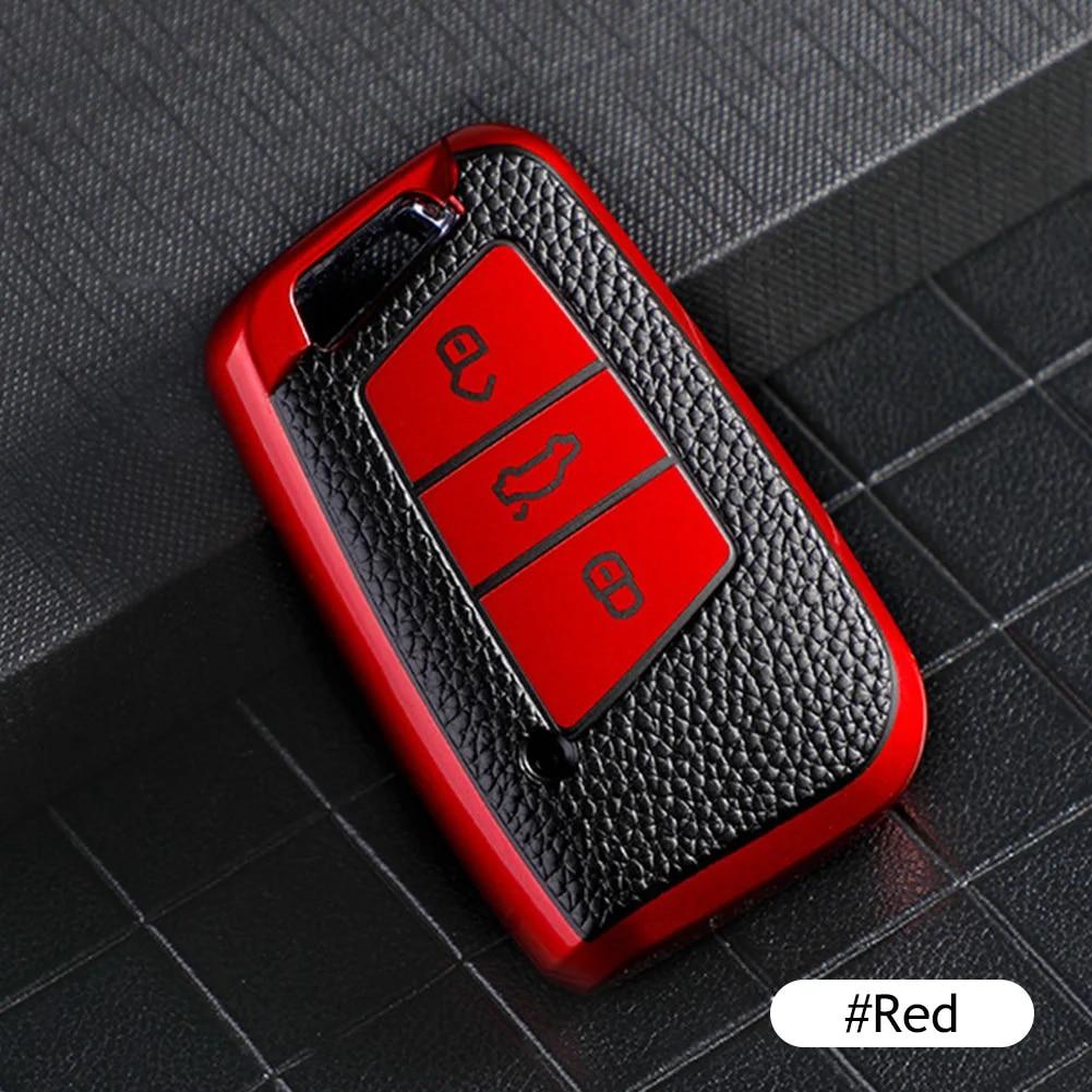 Leather Car Key Case Keys Full Cover Protection Shell Bag for VW Volkswagen Polo Tiguan Passat Golf Jetta Lavida Skoda Octavia
