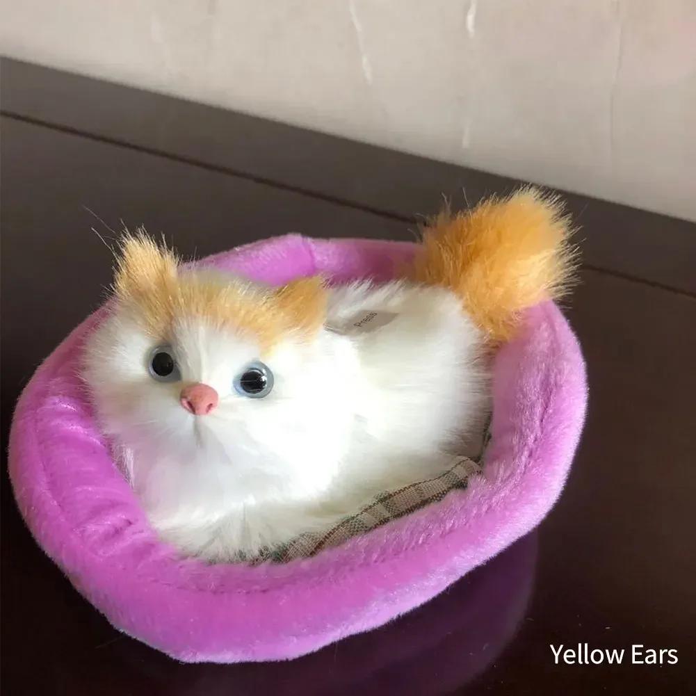 Stuffed Toys Lovely Simulation Animal Doll Plush Sleeping Cats Toy With Sound Kids Toy Decoration Birthday Gift For Children