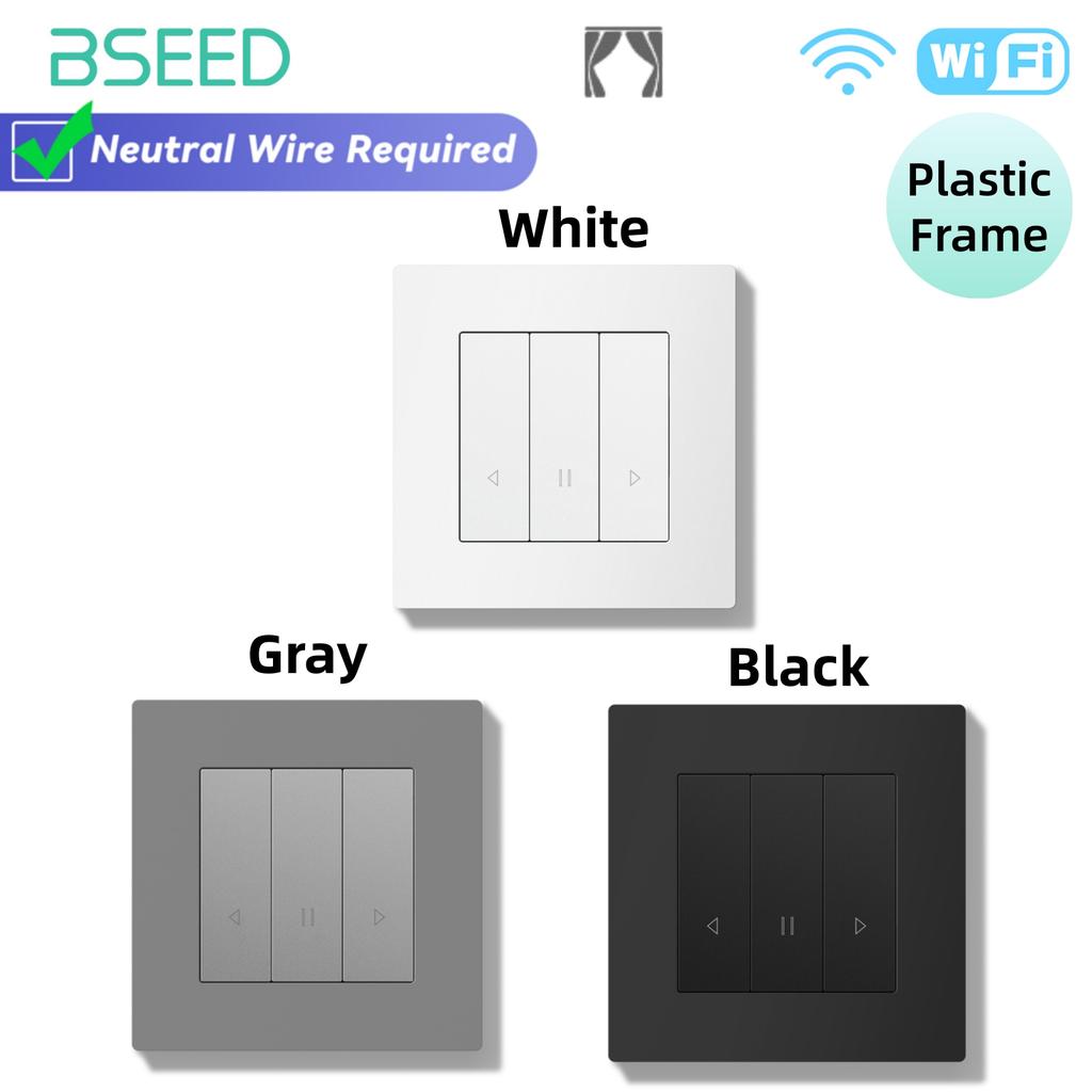 BSEED Серия Wi-Fi выключателей для штор/света/рольставней Умные нажимные выключатели Жалюзи Желтая подсветка Стеклянная/пластиковая рамка Переключатель приложения Tuya