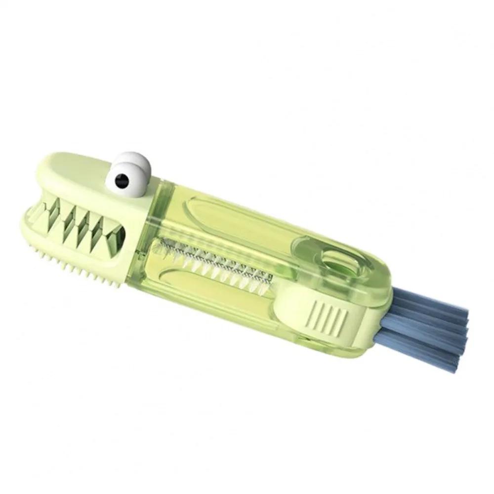 3 in 1 Cup Lid Cleaner Brush Portable Multifunctional Straw Cleaning Brush Rotatable Little Crocodile Shape Bottle Brush