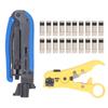 Coax Crimper Tool Kit Adjustable Coaxial Cable Crimper Stripper with 20 Pcs F RG6 Connectors