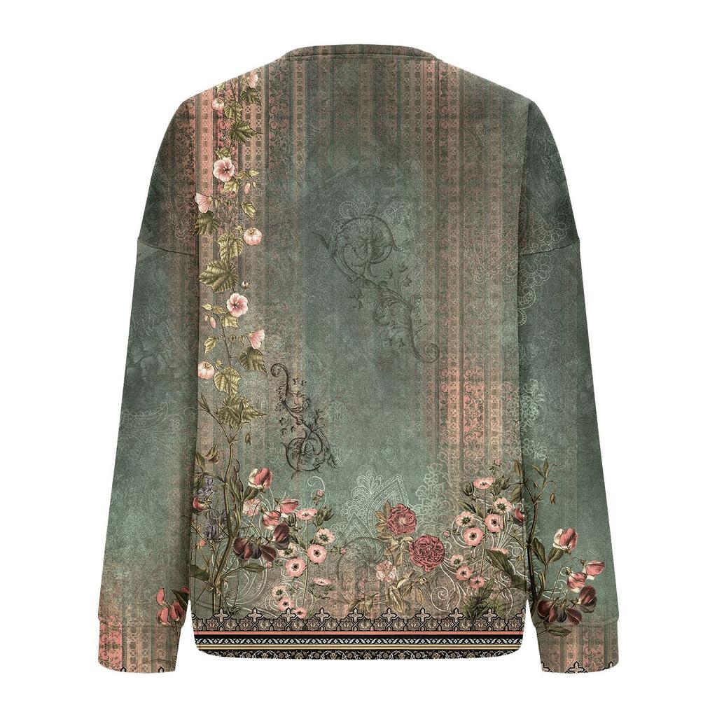 Женский модный пуловер с круглым вырезом и длинным рукавом с принтом, верхняя толстовка