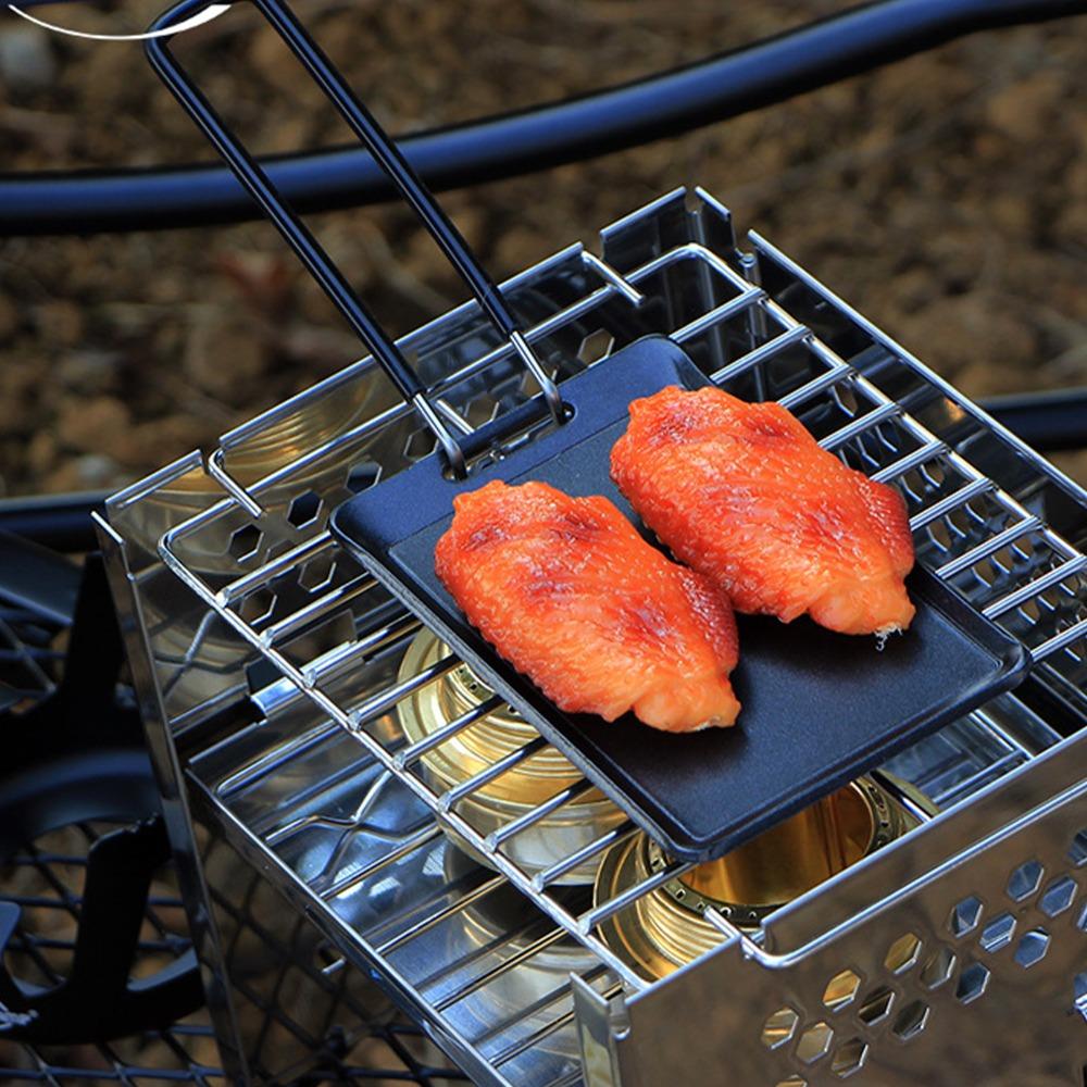 Compact BBQ Grill Pan Iron Barbecue Plate Durable Roasting Pan Outdoor Use