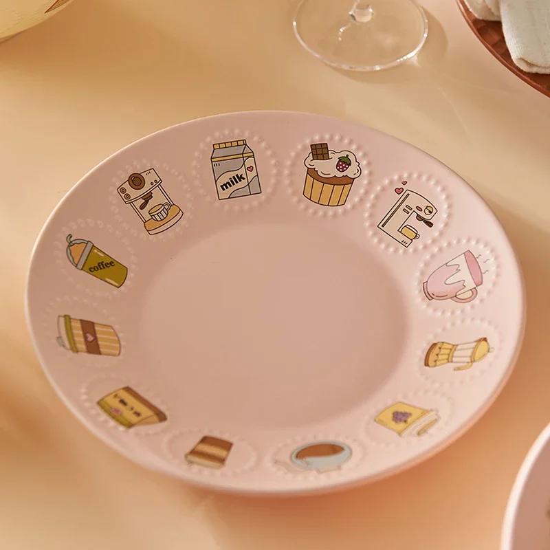 Легкая Роскошь Круглые Керамические Тарелки Посуда Отель Обеденная Тарелка Изысканная Тарелка для Фруктов Салата Домашние Вкусные Миски для Рамена