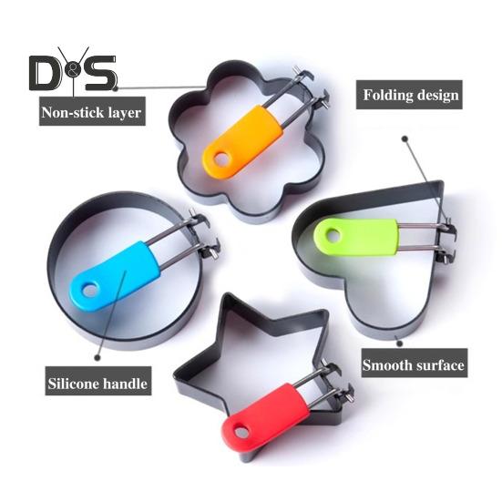 Форма для яиц в форме сердца из нержавеющей стали с антипригарным покрытием, в форме цветка, звезды, блинов, омлета, для жарки яиц, приготовления завтрака, сэндвича, бургера