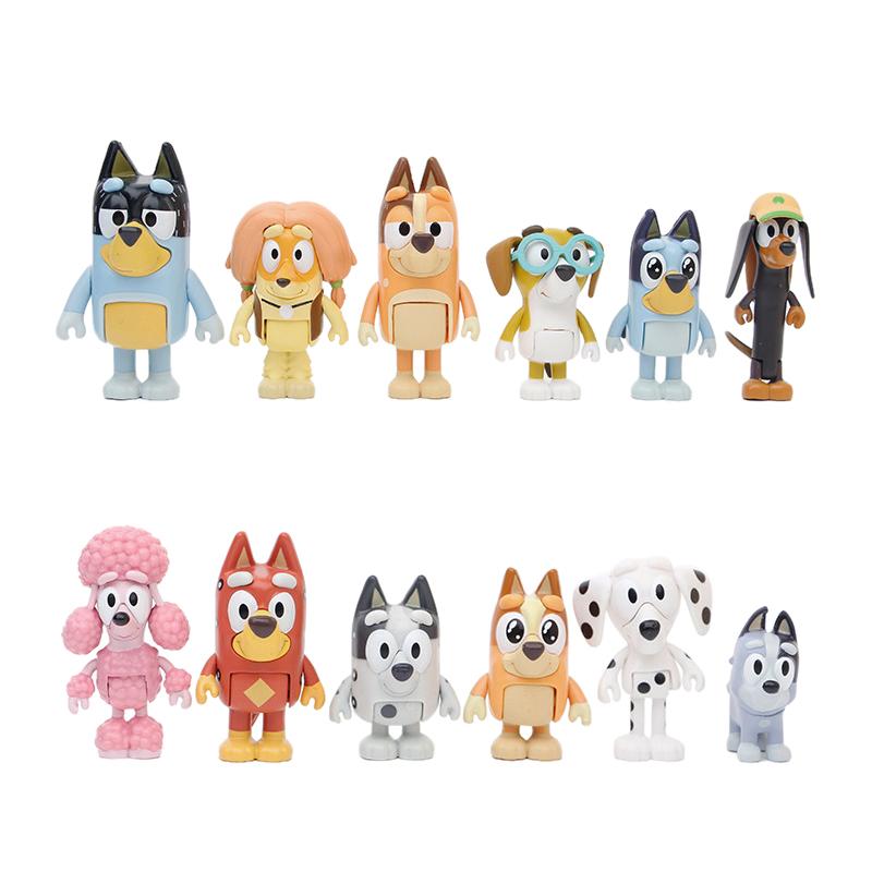 8/12 шт. Набор фигурок-игрушек Блуи Бинго из аниме, Мультяшные мини-куклы из ПВХ с подвижными суставами, Украшения для праздников, Рождества, Детские игрушки, Подарок