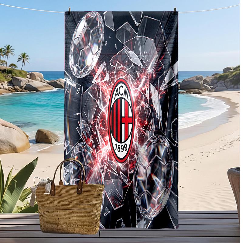 Пляжное полотенце с принтом AC Milan, быстросохнущее, мягкое, портативное, большое, прямоугольное, пляжное покрывало для путешествий, бассейна