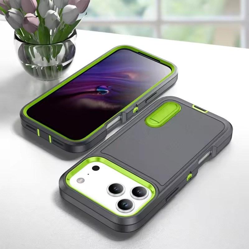 Military Armor Shockproof Phone Case For iPhone 17 Air 17 Pro Max Strong Defender Invisible Kickstand Cover