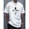 Men's Summer Fashion Casual Loose Plus Size Retro Cross Print Sports Round Neck Short Sleeved T-shirt Top