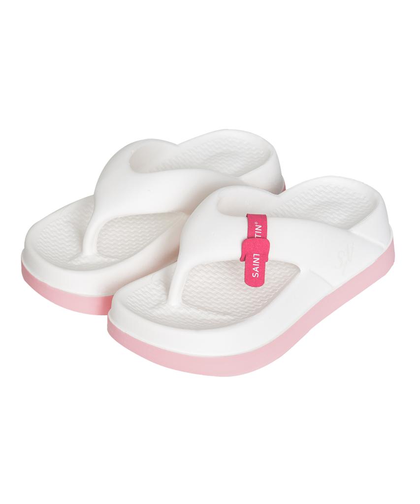 Шлепанцы Saintsatin Bubble на платформе 6 см, блочный каблук, цветовой блок_Белый Розовый