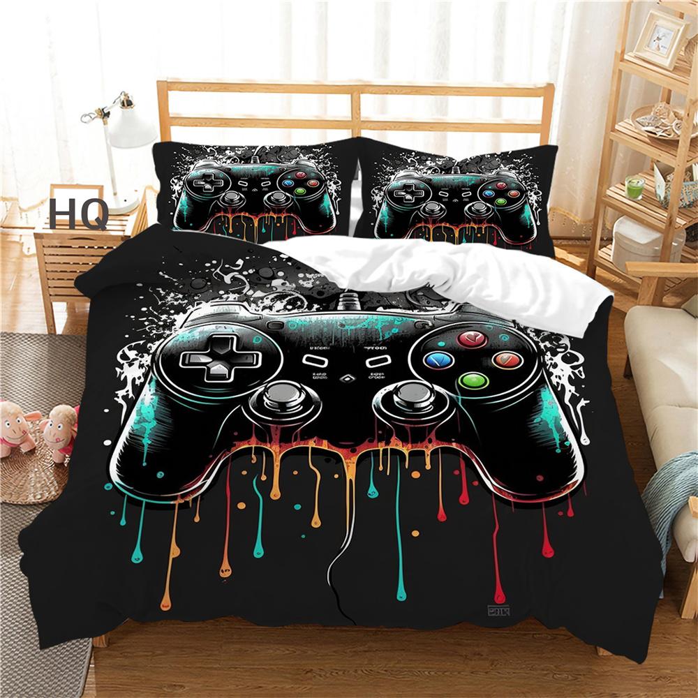 Покрывала с принтом для игровой консоли, модное домашнее постельное белье двойного размера, полиэстеровое постельное белье с героями мультфильмов, комплект постельного белья, чехол