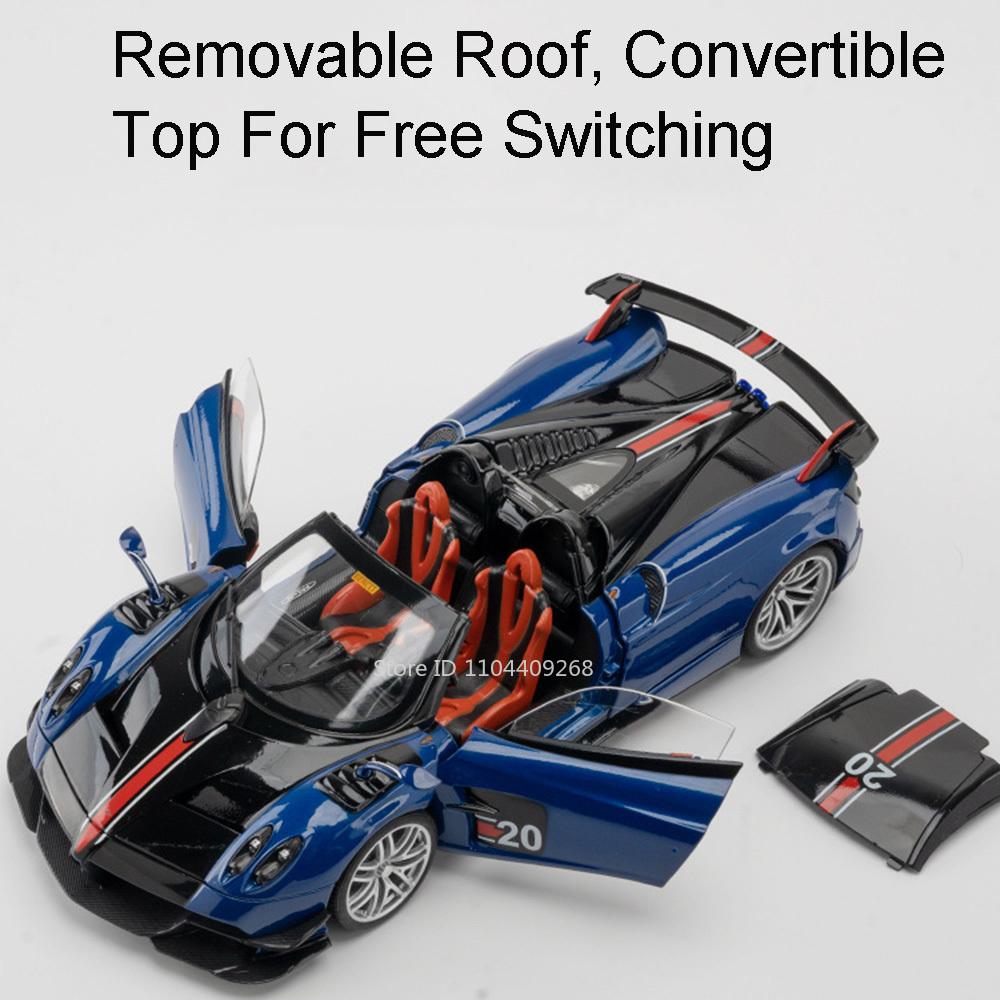 1:18 Большой Размер Pagani Huayra BC GTR Литой Металлический Модель Автомобиля Игрушечные Транспортные Средства Звук Свет Амортизация Модели Подарки для Детей