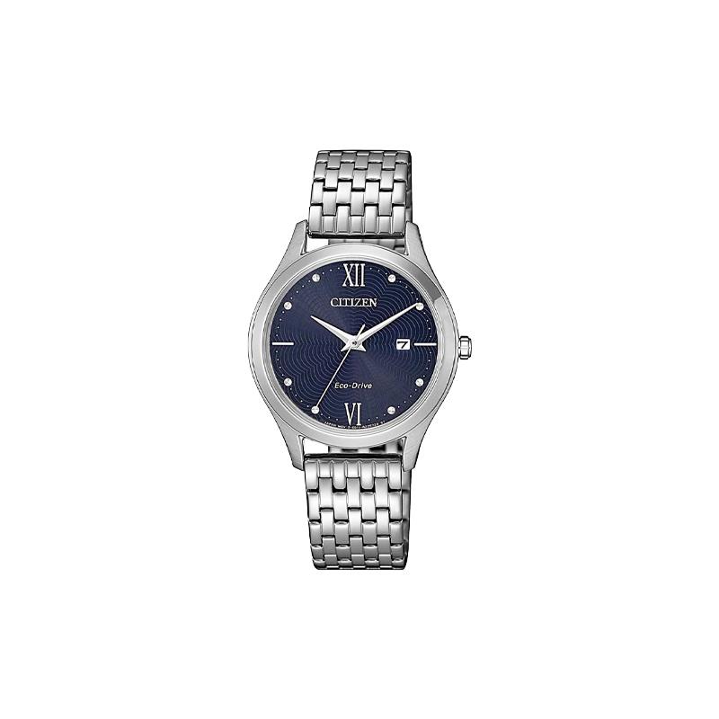 Citizen Серия Eco-Drive 50 метров Водонепроницаемые Солнечные Кварцевые Стальной Ремешок Женские Часы Черный Циферблат EW2530-87L