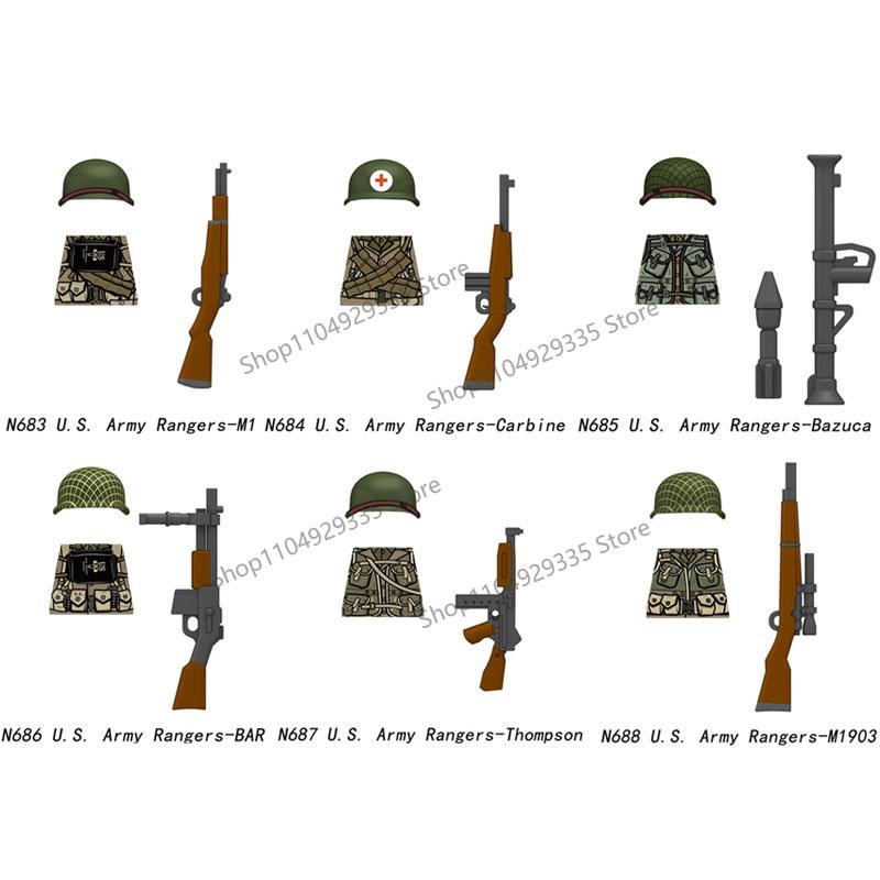 N683-688 N701-706 US Army Soldier Figures Building Blocks Ranger Vietnam Infantry Grunt Gun Helmet Accessories Bricks Toys Gifts