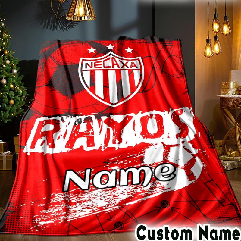 Custom Name NECAXA Team Crest Design Throws Blanket Flannel Blankets for Couch Bed Gifts for Men Women Picnic blanket Christmas fan gifts