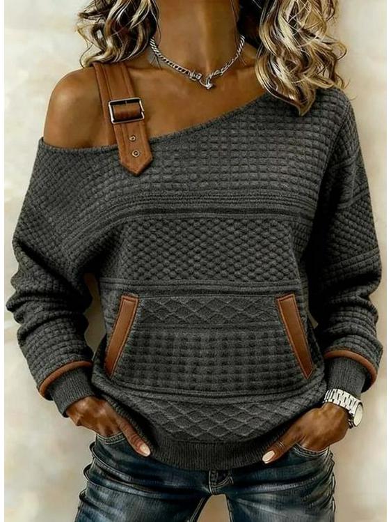 Модный пэчворк джинсовый топ с длинным рукавом 2026 года для женщин – Европейская и Американская Осень/Зима