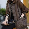 Winter Women Hooded Splice Down Cotton Coat Large Size Loose Thick Warm Puffer Jacket Large Size Loose Overcoat