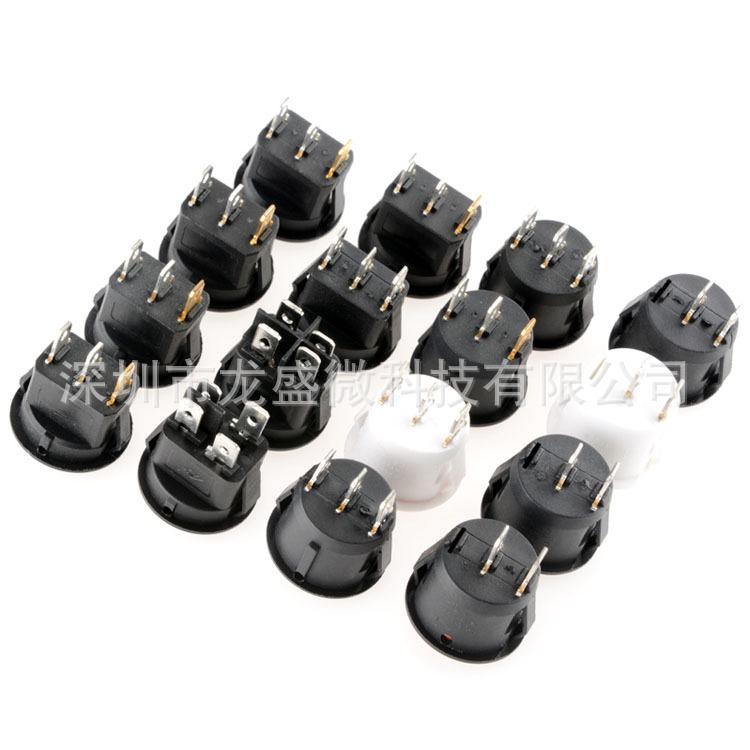 Кулисный переключатель KCD1: Круглый, Подсветка, 2/3/4-контактный, 2/3-позиционный, 6A 250V, Отверстие 20 мм.