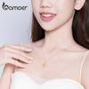 Bamoer Sun Coin Pendant Neckalce for Women Gold Color Genuine 925 Sterling Silver Chain Necklaces