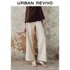 UR Women's Solid Elastic Waist Wide-Leg Pants