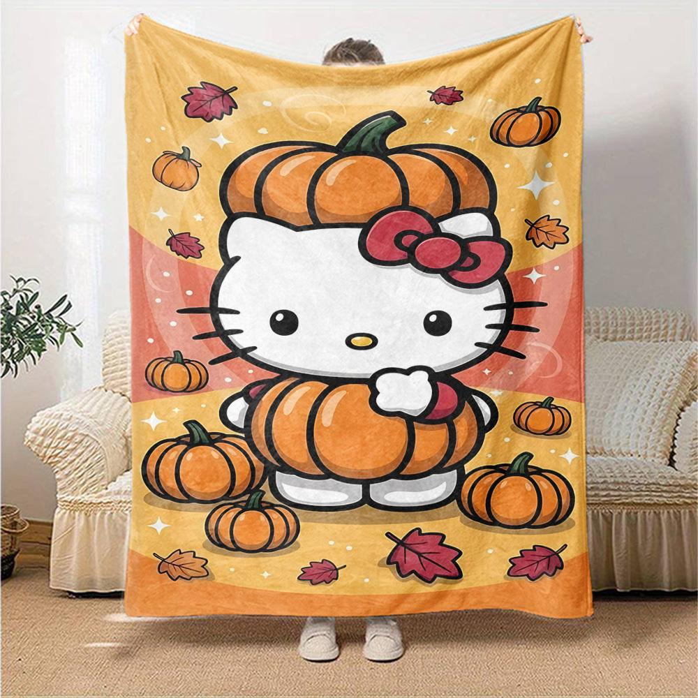 1 шт. Плед Хелло Китти с тыквами Легкий фланелевый плед для дивана кровати путешествий кемпинга гостиной офисного кресла