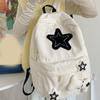 Backpack Bookbags for Girl Student Corduroy Rucksack with Star Pattern Large Capacity Double Strap Shoulder Bag