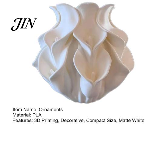 Preserved Flower Container 3D Printed Calla Lily Relief Vase, Mini Decorative Vase for Dried Flowers, Minimalist Matte Soft Texture White Desk