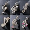Fashion Metal Musical Note Rhinestone Brooch Scarf Buckle Badge Lapel Pin Luxury Jewelry Brooches For Women Accessories