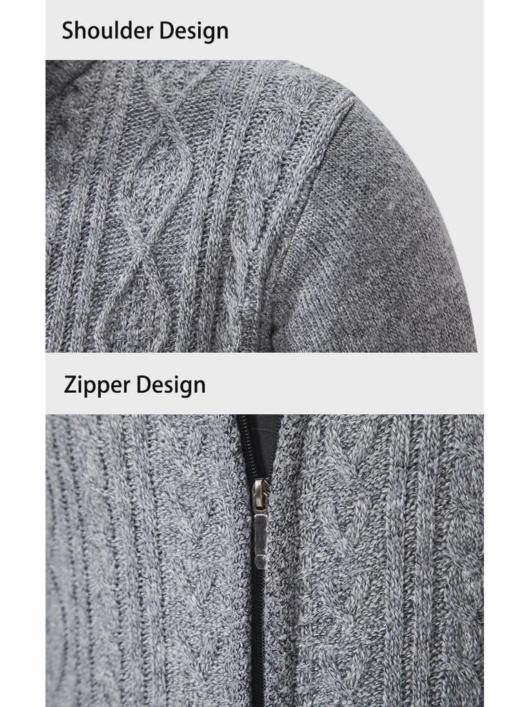 Men's Trendy Knitted Stand-Up Collar Sweater Cardigan - Autumn/Winter Warmth