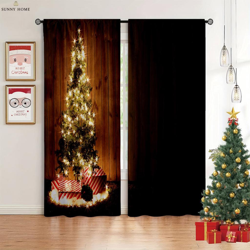 Рождественские украшения Шторы Санта-Клаус Камин Детская комната Гостиная Кабинет Окно Затемнение Теплоизоляция Шторы