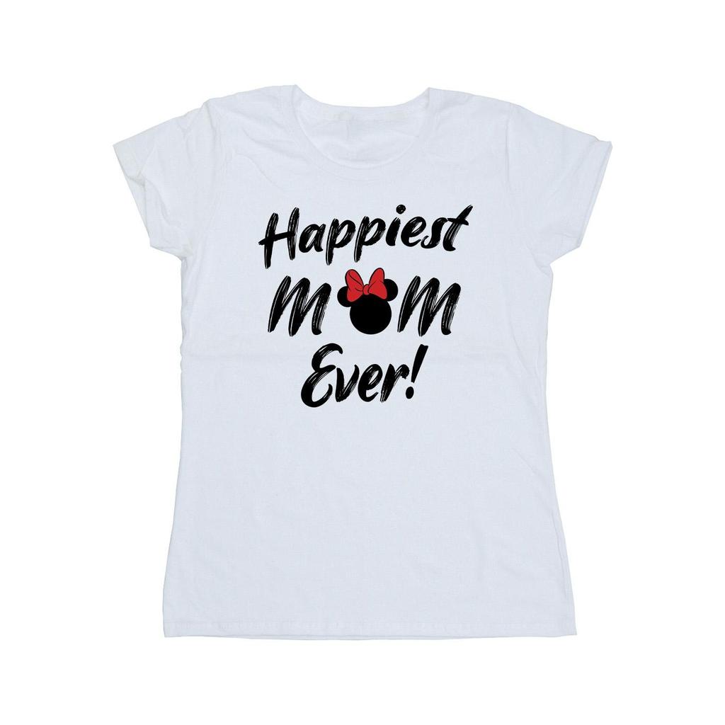 Disney Womens/Ladies Minnie Mouse Happiest Mom Ever Cotton T-Shirt