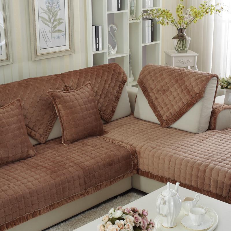 Зимние минималистичные современные фланелевые диванные подушки, короткие плюшевые чехлы для диванов, нескользящие