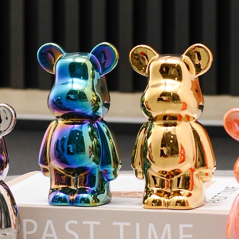 Violent Bear Statue, Creative Cartoon Bear Figurine for Living Room TV Cabinet Wine Cabinet, Desk Decor for Kids Room