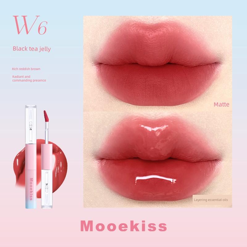 Mooekiss Double-Ended Lip Glaze Lip Mud Lip Gloss Moisturizing Lip Gloss Lip Glaze Whitening Lipstick Matte Finish