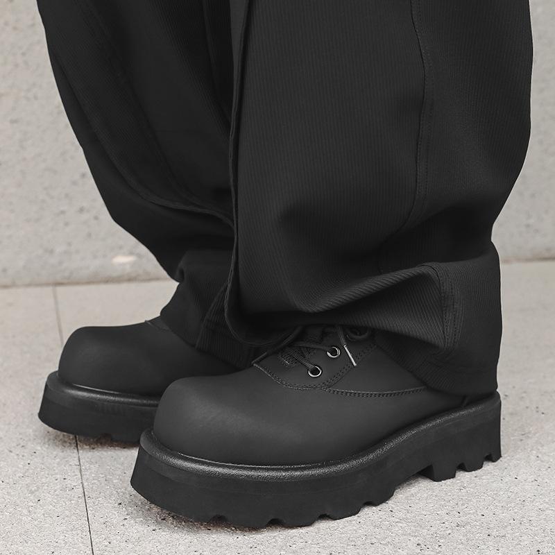 Матовые туфли Дерби мужские, для пожилых людей, с большой головой, черные, с толстой подошвой, увеличивающие высоту, кожаные туфли для поездок на работу 60701-J