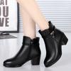 Women Genuine Leather Ankle Boots Women Wool Non-slip Snow Boots Woman Thick-heeled Boots Ladies High Heels Shoes Big Size35-43