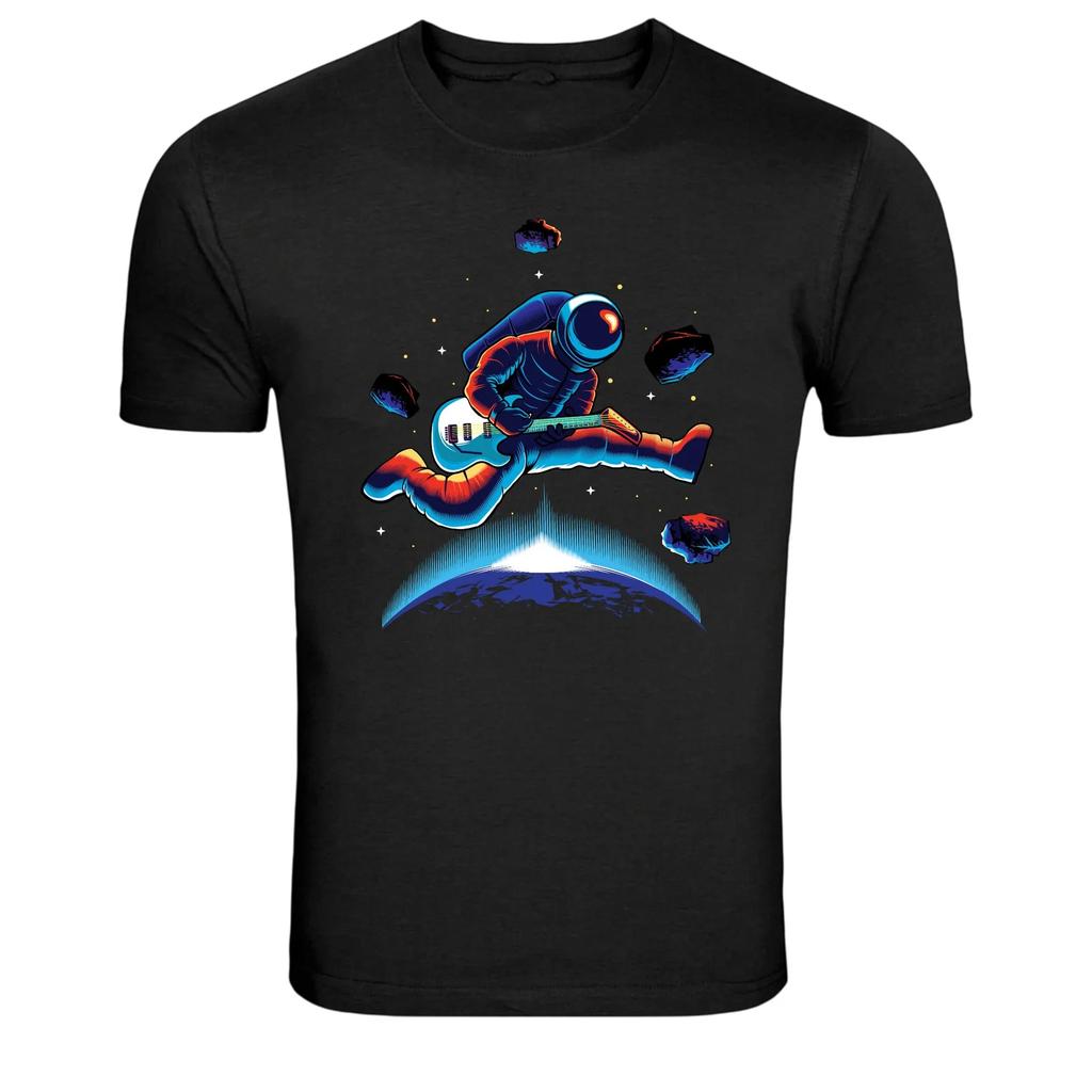 Astronaut Rock Guitar Jump In Space Graphic T-Shirt