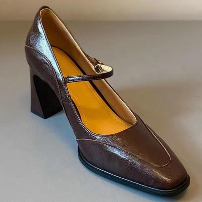 Модные Элегантные Туфли-лодочки с Острым Носком Высокий Каблук Массивные Туфли Платье Модная Обувь Обувь на Каблуке Женская 2025 Лето Новый Тренд Женские Zapatos