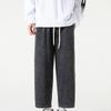 Elastic Waist Nine-point Jeans for Men, Men's Versatile Loose Straight Basic Solid Color Wide-leg Pants
