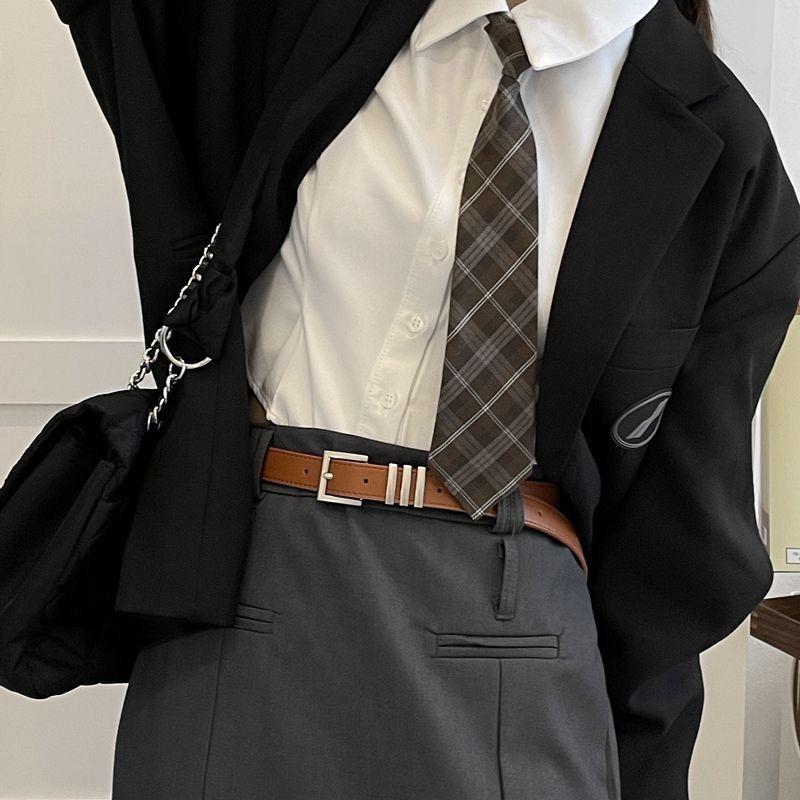 Винтажный черный женский ремень Легкий модный простой материал из ПУ для стильных нарядов