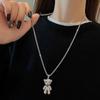 Женское ожерелье Мужское ожерелье Титановое ожерелье Полное бриллиантовое ожерелье с медведем Женская цепочка для свитера в стиле хип-хоп
