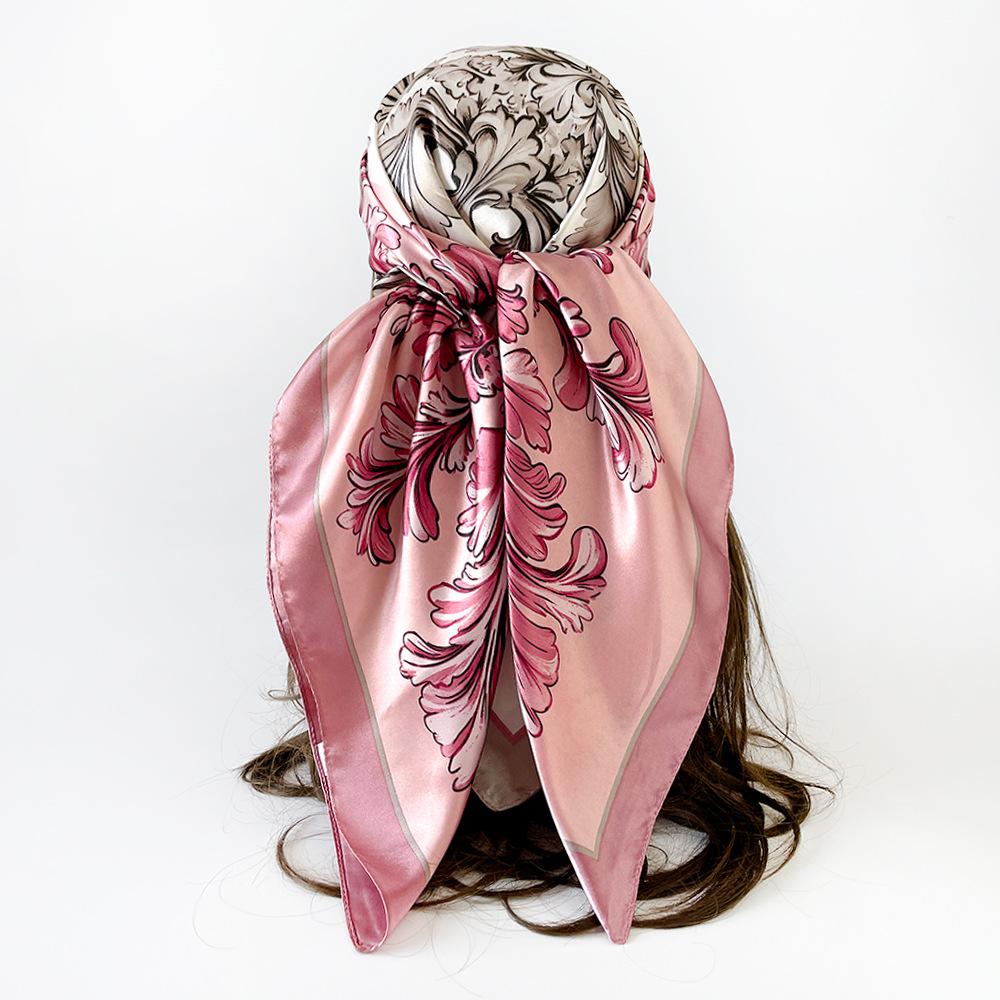 90cm Scarf, Headscarf, Women’s Two-Tone Printed Fashionable Versatile Shawl, Rayon Square Scarf
