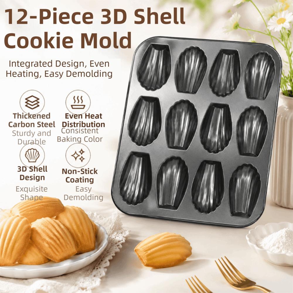 12 Hole Cake Mold Carbon Steel Baking Tray Sturdy Cupcake Mold Baking Tool