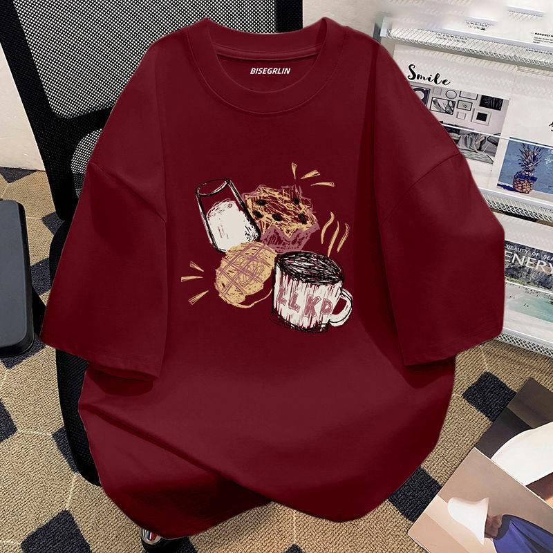 Женская летняя популярная футболка с короткими рукавами из хлопка, дышащая, свободная футболка с принтом, повседневная