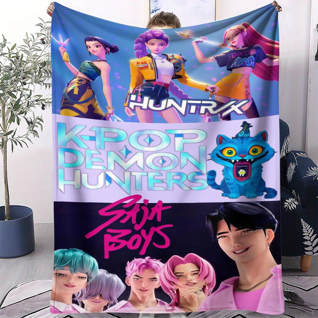 Плед с изображением демоноборца из K-Pop, горячей аниме-девушки, команды, фланелевый плед, теплый зимний плед для гостиной, дивана, кровати, подарок для фаната